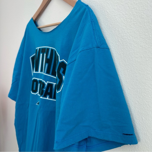 Carolina Panthers NFL Destroyed off the shoulder Tee - Picture 3 of 5